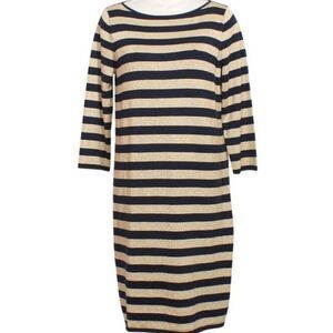 Lauren Ralph Lauren Women's Boatneck Striped Sweater Mini Dress Gold Metallic- S